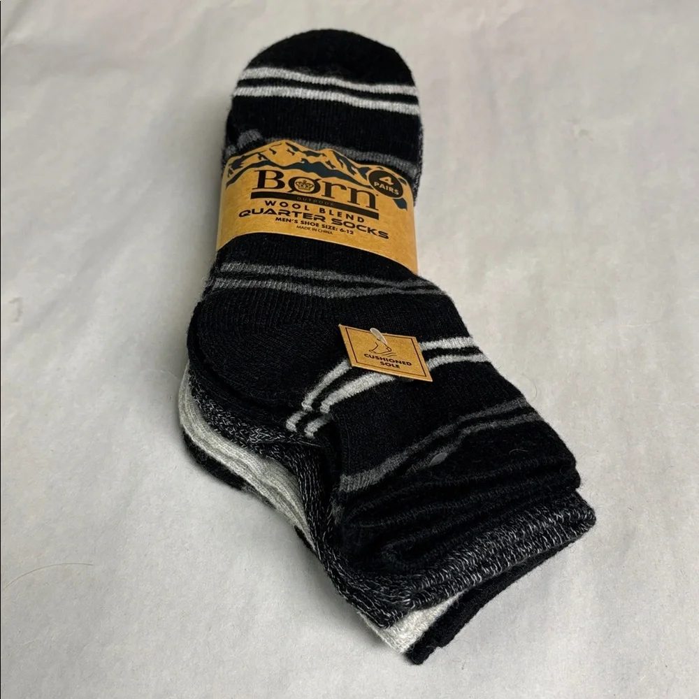 New Born Socks 4 Pair Men’s Wool Blend Quarter Socks Cushioned Casual Activewear - Picture 2 of 13